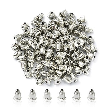 Iron Bullet Ear Nuts, Earring Backs, Platinum, 6x5mm, Hole: 1mm