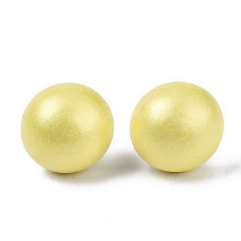 Pearlized Half Round Schima Wood Earrings for Girl Women, Stud Earrings with 316 Surgical Stainless Steel Pins, Champagne Yellow, 11x4.5mm, Pin: 0.7mm