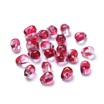 Transparent Glass Charms, Dyed & Heated, Faceted, Teardrop, Crimson, 6x5.5x6.5mm, Hole: 0.8mm