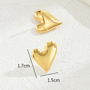 Luxury Metal Heart Design Ladies Earrings for Daily Wear, Real 18K Gold Plated, 15x17mm