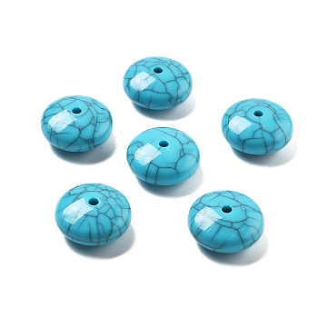 Acrylic Beads, Imitaton  Turquoise Beads, Flat Round, Turquoise, 21x10mm, Hole: 3mm, 173pcs/500g