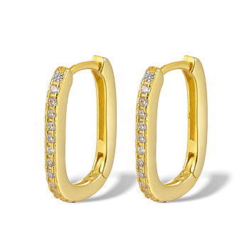 Elegant Sterling Silver Oval Hoop Earrings, Golden