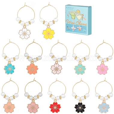 Mixed Color Alloy+Enamel Wine Glass Charms