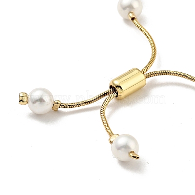 Shell Pearl Beaded Slider Bracelet with Brass Snake Chain(X-BJEW-B066-01B-01)-3