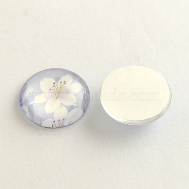Flower Pattern Flatback Half Round Glass Dome Cabochons for DIY Projects(X-GGLA-R026-10mm-08)-2