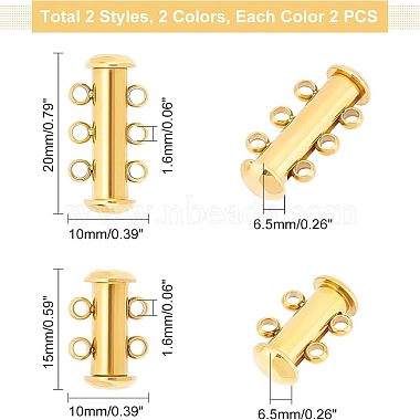 8 Sets 4 Styles 304 Stainless Steel Slide Lock Clasps(STAS-UN0037-32)-5