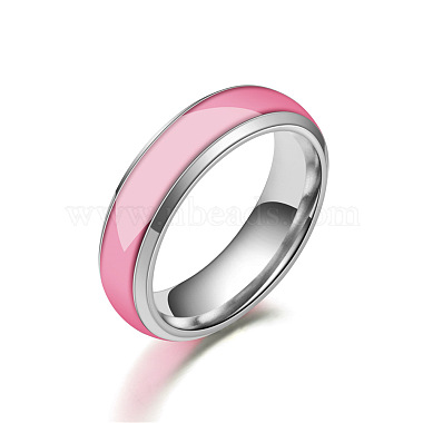 Pearl Pink 304 Stainless Steel Finger Rings