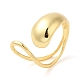 Rack Plating Brass Teardrop Open Cuff Ring for Women(RJEW-A016-06G)-3