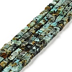 Natural African Turquois (Jasper) Beads Strands, Cube, 4~4.5x4~4.5x4~4.5mm, Hole: 0.8mm, about 95pcs/strand, 15.83~16.14''(40.2~41cm)(G-E071-C02)
