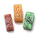 Dyed Natural Myanmar Jade Carved Beads, Cuboid Beads, Mixed Color, 16~17x7~9x7~9mm, Hole: 1.4~1.6mm(GG-CBABA9C-07)