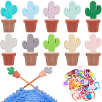60Pcs Plastic Knitting Crochet Locking Stitch Markers Holder, with 10 Sets Cactus & Potted Plants Silicone Needle Cap, Mixed Color, 21x11x3mm, Hole: 8x10mm(TOOL-SC0001-65)