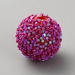 Opaque Acrylic Glitter Beads, Round, Purple, 20~20.5x18.5~19.5mm, Hole: 2.5mm(FIND-CJC0010-111A-04)