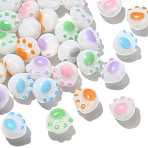 100Pcs Opaque Acrylic Beads, Cat Paw, Mixed Color, 11x12x9mm, Hole: 1.8mm(OACR-CJ0001-31)