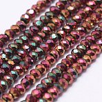 Electroplate Glass Beads Strands, Full Plated, Faceted, Rondelle, Colorful, 2.5x1.5~2mm, Hole: 0.5mm, about 185~190pcs/strand, 13.7 inch~14.1 inch(X-EGLA-K010-FP03)