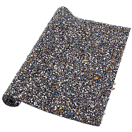 Hotfix Rhinestone Sheet, Resin & Stone Chips & Seed Beads Trim for Garment Bag Shoe, Rectangle, Black, 210x315x2.4mm(RESI-WH0035-24B)