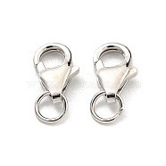 925 Sterling Silver Lobster Claw Clasps, Real Platinum Plated, 9x4x2mm(STER-C005-08P)