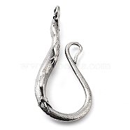 Tibetan Style Alloy Pendants, Snake Charms, Antique Silver, 70.5x30x12mm, Hole: 4.4mm(TIBE-L012-041AS-02)