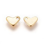 304 Stainless Steel Charms, Stamping Blank Tag, Heart, Golden, 5.5x7.5x0.9mm, Hole: 1.2mm(STAS-E460-08G)