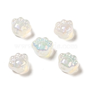 UV Plating Rainbow Iridescent Acrylic Beads, Paw Print, WhiteSmoke, 13x15.5x10.5mm, Hole: 3mm(PACR-M002-08A)