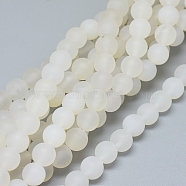 Natural White Agate Beads Strands, Frosted, Grade A, Round, 8~8.5mm, Hole: 0.8mm, about 48 pcs/Strand, 15.35 inch(39 cm)(G-D0005-28-8mm)