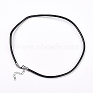 Leather Cord Necklace Making, with Stainless Steel Findings, Black, 17.7 inch~18.3 inch(45~46.5cm), 4mm(WL-I002-C-01)