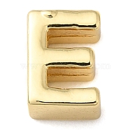 Rack Plating Brass Slide Charms, Cadmium Free & Lead Free, Real 18K Gold Plated, Letter, Letter E, 8x5.5x3.5mm, Hole: 1.5mm(KK-M254-15G-E)