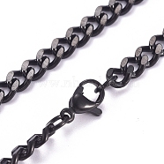 Men's 304 Stainless Steel Cuban Link Chain Necklaces, with Lobster Claw Clasps, Gunmetal, 24.4 inch(62cm), 6x4.2x2mm(NJEW-G340-07B)