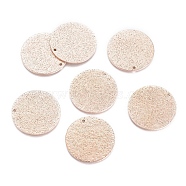 Ion Plating(IP) 304 Stainless Steel Pendants, Textured, Flat Round, Rose Gold, 25x1mm, Hole: 1.4mm(STAS-G211-25mm-02RG)