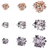 Alloy Rivet Studs, For Purse, Bags, Boots, Leather Crafts Decoration, Star, Mixed Color, 8.5~19x8.5~19x7~8mm, 90sets/box(PALLOY-PH0005-10)