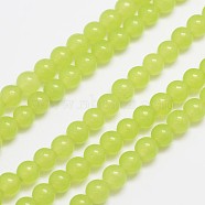 Natural & Dyed Malaysia Jade Bead Strands, Imitation Peridot, Round, Yellow Green, 6mm, Hole: 0.8mm, about 64pcs/strand, 15 inch(G-A146-6mm-A27)