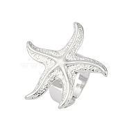 Non-Tarnish 304 Stainless Steel Adjustable Rings for Women, Starfish, Stainless Steel Color, US Size 7 1/4(17.5mm)(RJEW-C095-03P)