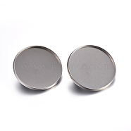 304 Stainless Steel Brooch Findings, Back Bar Findings, Flat Round, Stainless Steel Color, Tray: 25mm, 27x7mm, Pin: 0.7mm(STAS-F191-04P-25mm)