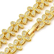 Rack Plating Brass Pave Cubic Zirconia Butterfly Link Necklaces, Long-Lasting Plated, Cadmium Free & Lead Free, Real 18K Gold Plated, Clear, 16.30 inch(41.4cm)(NJEW-A031-03G-05)