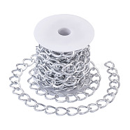 Aluminium Twisted Chains Curb Chains, Unwelded, Silver, 20x15x1.8mm, 5m/set(CHA-TA0001-05S)