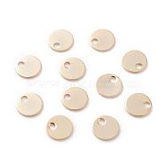 Brass Charms, Flat Round, Real 24K Gold Plated, 4x0.2mm, Hole: 0.9mm(KK-Y003-15G)