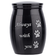 316 Stainless Steel Pet Cinerary Casket, Column with Paw Print Pattern, Gray, 40x30mm(AJEW-WH0013-41C)
