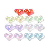 UV Plating Rainbow Iridescent Transparent Acrylic Beads, Heart, Mixed Color, 16.5x21x9.8mm, Hole: 1.8mm(X-MACR-D082-08)