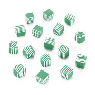 Handmade Polymer Clay Beads, No Hole, Cube, Medium Sea Green, 5~5.5x5~5.5x4~5mm, about 5500pcs/1000g(CLAY-N006-93C)