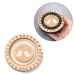 Flat Round Wood Bracelet Display Trays, Moon Phase Jewelry Holder for One Bracelet Storage, PapayaWhip, Tree of Life Pattern, 9.6x0.95cm, Groove: 12.5mm(BDIS-G010-01A)