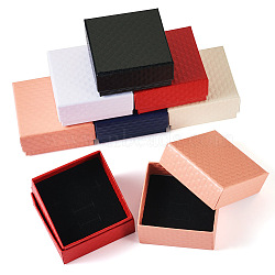 Rhombus Textured Cardboard Gift Storage Boxes, Square, White, 7.5x7.5x3.6cm(CON-TAC0010-03B-01)