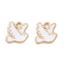 Alloy Enamel Charms, Light Gold, Pigeon Charm, White, 10.5x10x1.2mm, Hole: 1.4mm(ENAM-B062-04KCG-01)