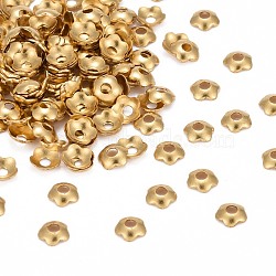 Brass Bead Caps, Flower, Golden Color, Size: about 4mm in diameter, Hole, 1.2mm, about 285pcs/10g(X-KK-TB857-G)