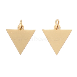 201 Stainless Steel Pendants, Manual Polishing, Inverted Triangle, Golden, 16x15x1mm, Hole: 3.5mm(STAS-S105-T624-2)