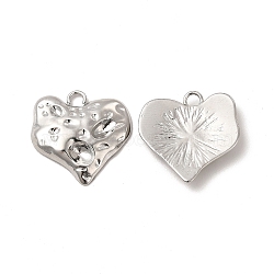 304 Stainless Steel Pendants, Textured, Heart Charm, Stainless Steel Color, 20x19.5x3mm, Hole: 2.4mm(STAS-I671-12P)