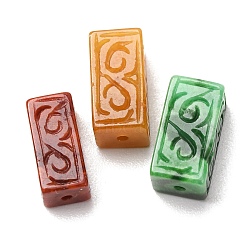 Dyed Natural Myanmar Jade Carved Beads, Cuboid Beads, Mixed Color, 16~17x7~9x7~9mm, Hole: 1.4~1.6mm(GG-CBABA9C-07)