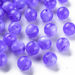 Acrylic Beads, Imitation Gemstone, Round, Slate Blue, 10mm, Hole: 1.6mm(X-MACR-S375-001C-04)