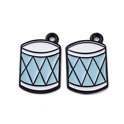 Spray Painted Alloy Pendants, Drum, Light Blue, 20x12.5x1.5mm, Hole: 1.6mm(PALLOY-S194-01B-EB)