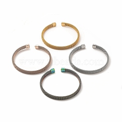 304 Stainless Steel Flat Mesh Chain Shape Open Cuff Bangle for Women, Mixed Color, Inner Diameter: 2-1/8x2-1/4 inch(5.3x5.8cm)(BJEW-C033-09)