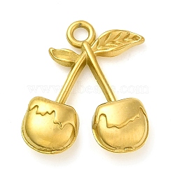 Ion Plating(IP) 304 Stainless Steel Pendants, Cherry Charm, Real 18K Gold Plated, 19x16x5mm, Hole: 1.8mm(STAS-M070-26G)