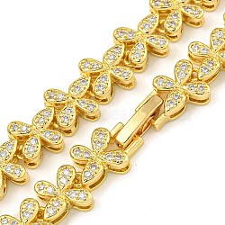 Rack Plating Brass Pave Cubic Zirconia Butterfly Link Necklaces, Long-Lasting Plated, Cadmium Free & Lead Free, Real 18K Gold Plated, Clear, 16.30 inch(41.4cm)(NJEW-A031-03G-05)